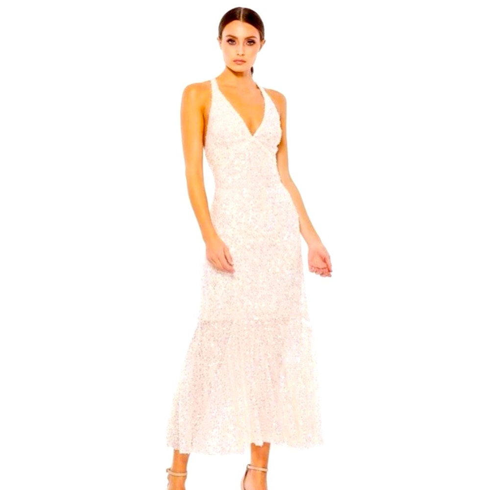 NWT Ieena for Mac Duggal Pink Midi Dress Women’s Size XS Style# 2133